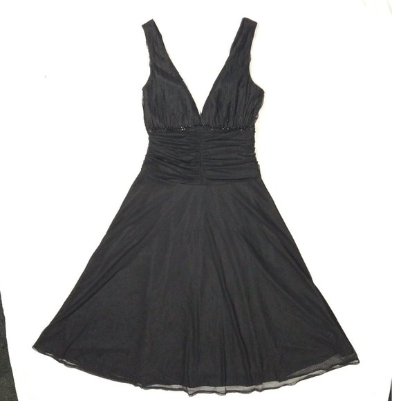 Davids Bridal Bridesmaid Formal Prom Dress Black Flare Stretch Womens Sz. 8 NWOT - Picture 5 of 11